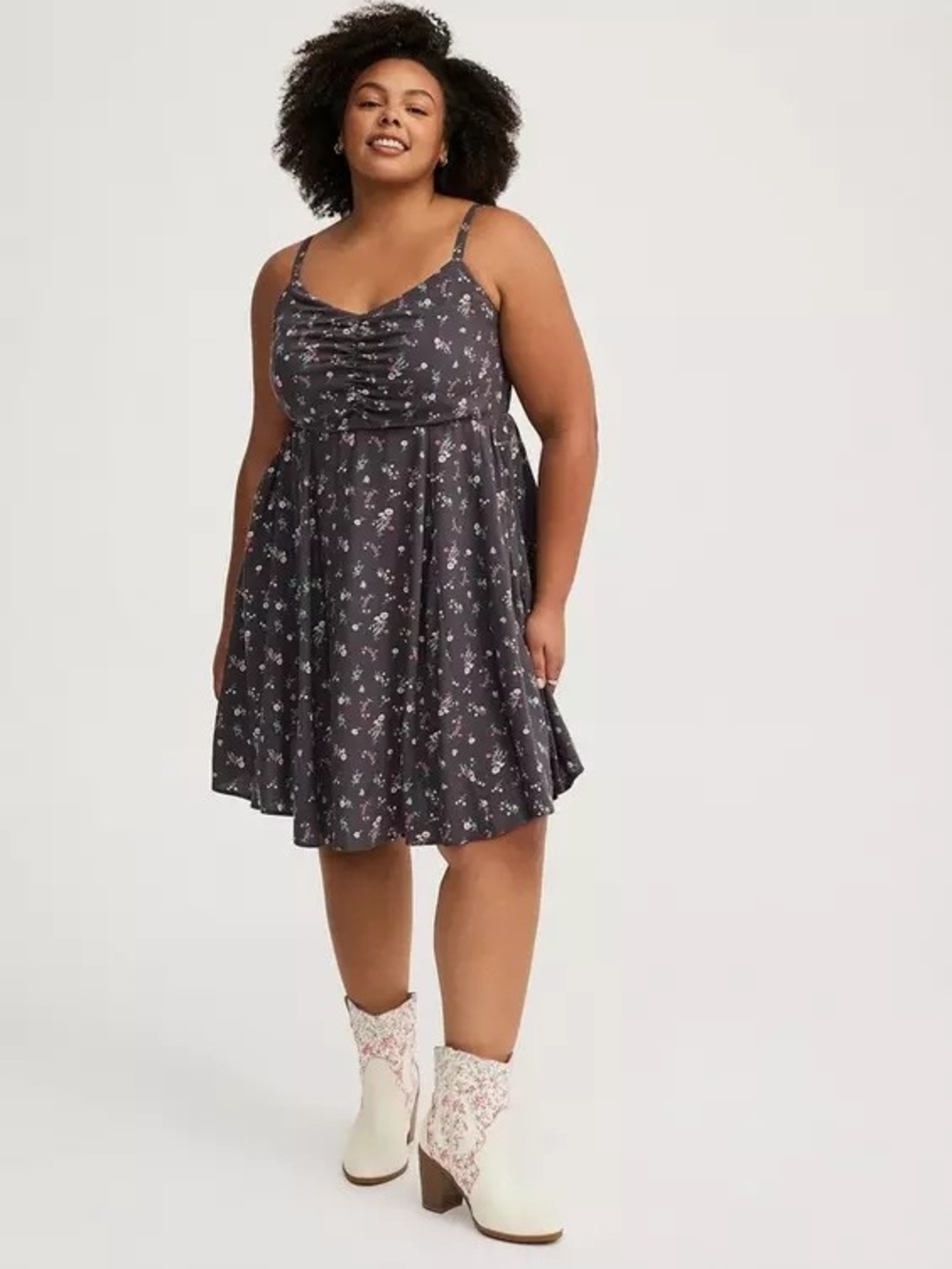 torrid Mini Blue Floral A-Line Sundress Challis Skater Dress Size 0X (12,L)